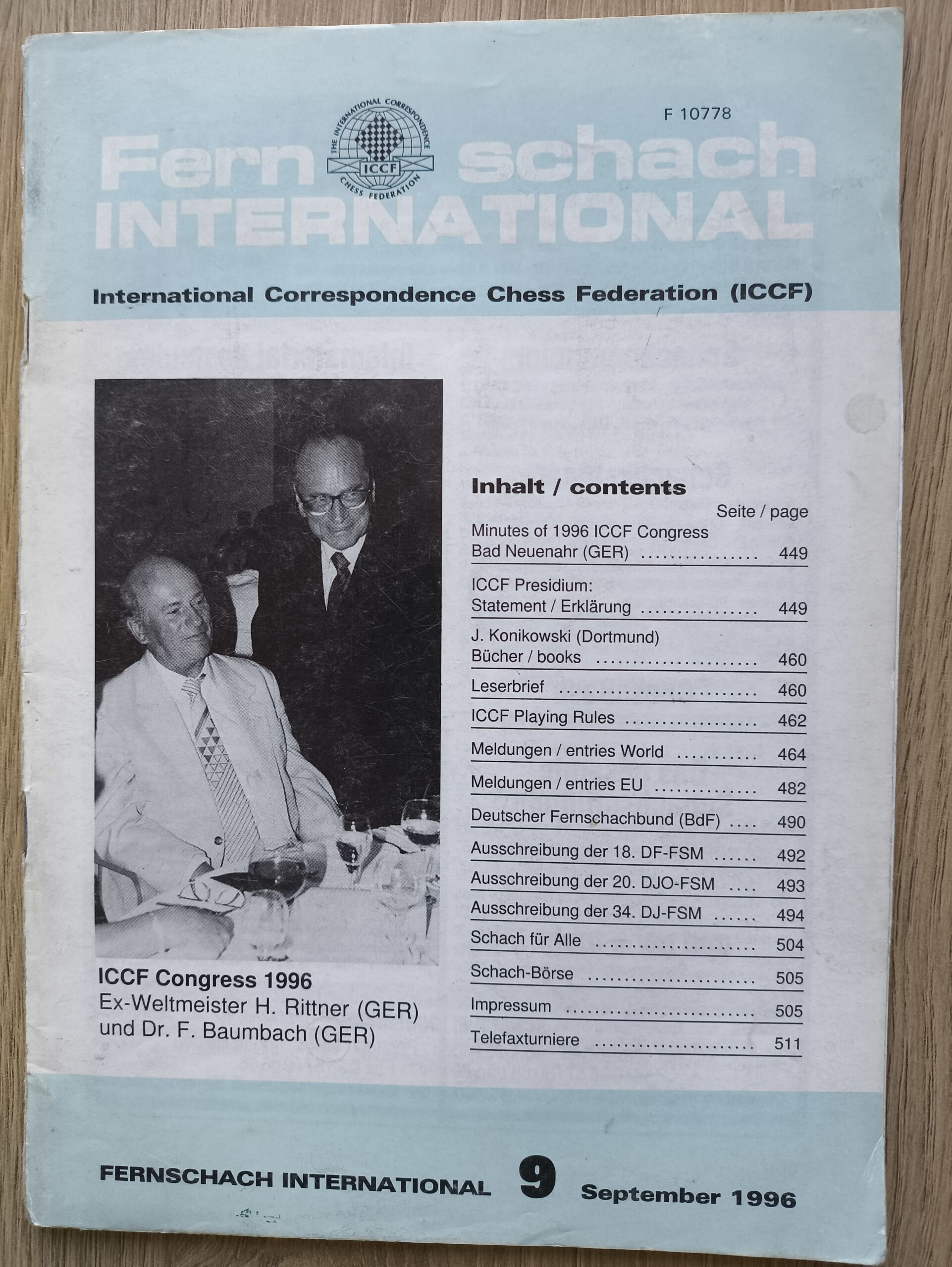 1081# Fern schach INTERNATIONAL CORRESPONDENCE CHESS FEDERATION nr 9 / 1996 –  j.angielski